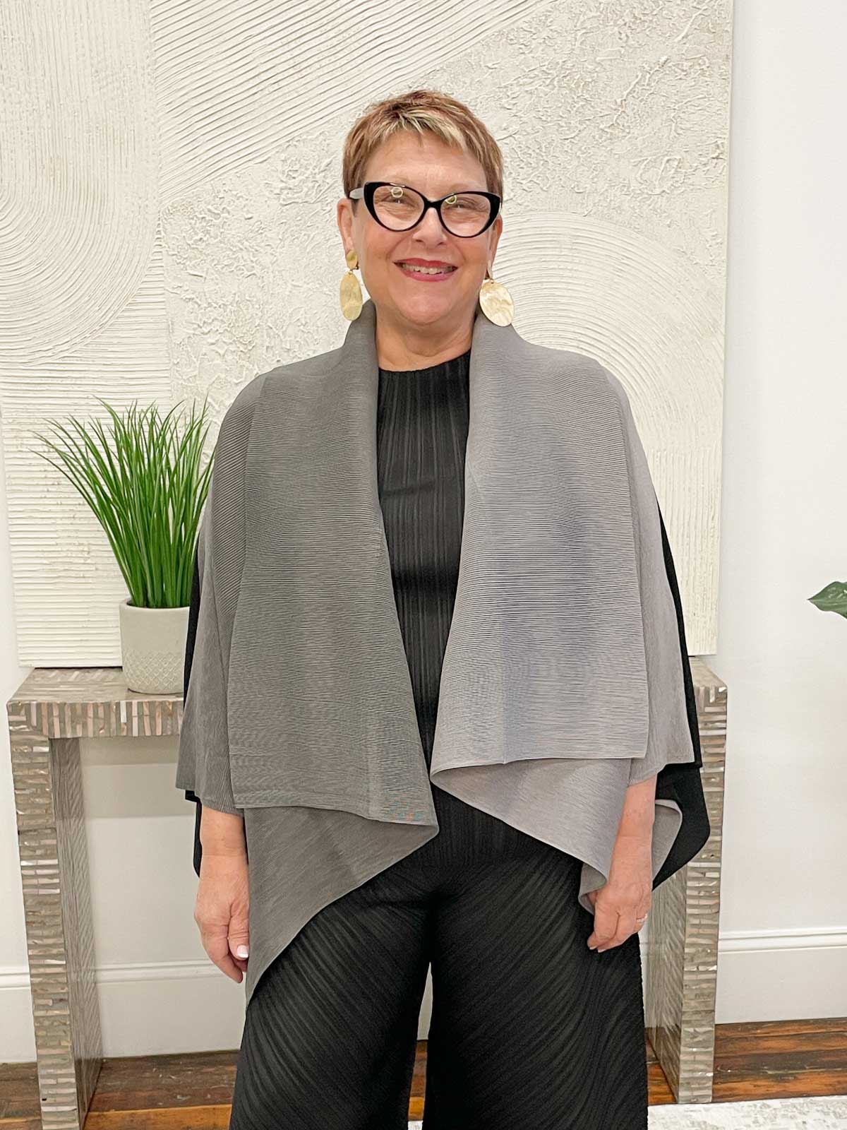 Two Tone Kimono Jacket Black Grey