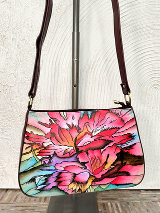 Convertible Shoulder Bag, Wine Floral