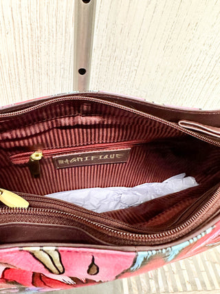 Convertible Shoulder Bag, Wine Floral