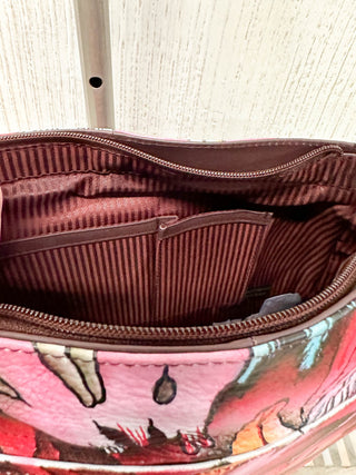 Convertible Shoulder Bag, Wine Floral