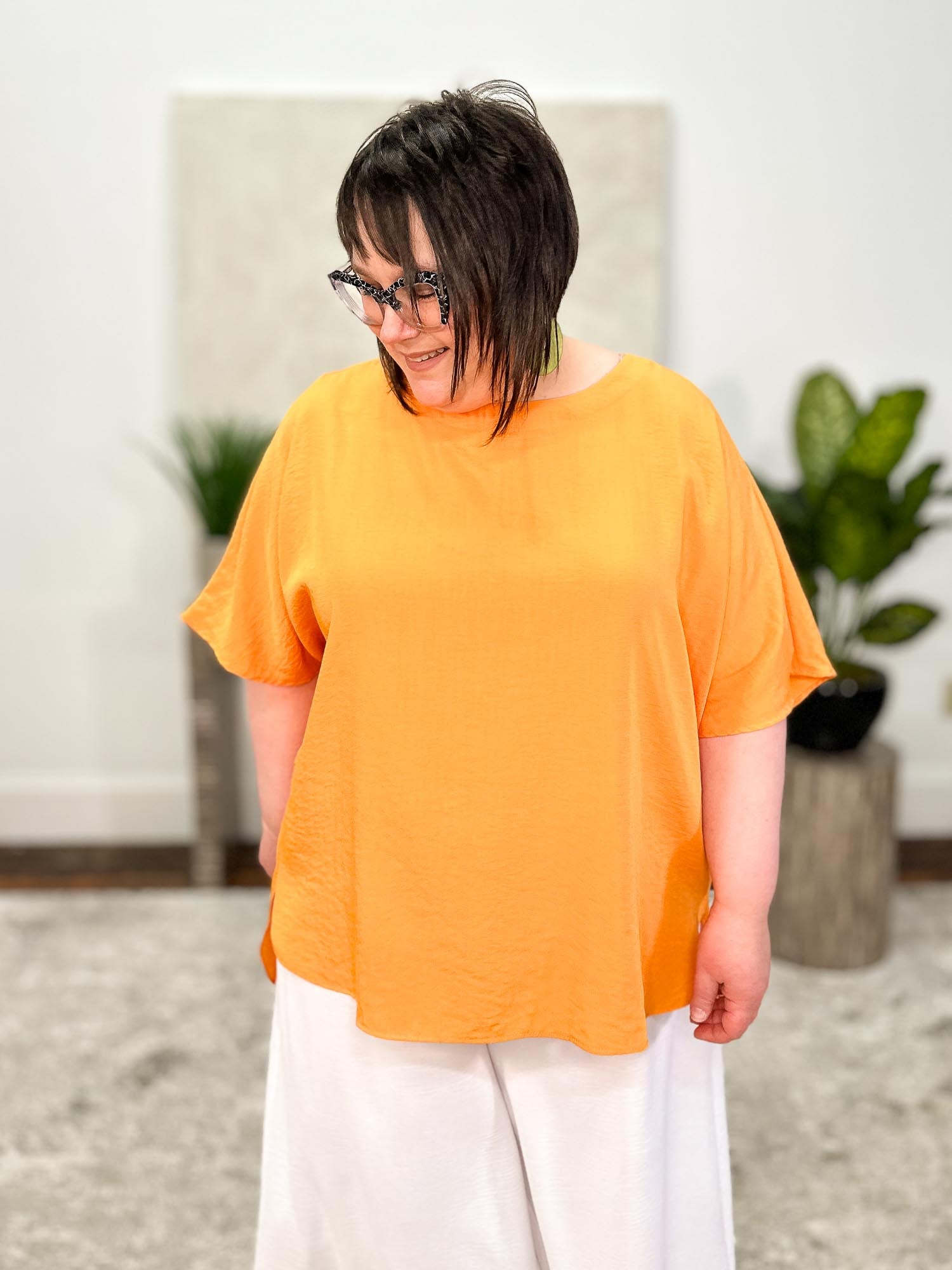 Mat Hi Lo Shirt Tail Oversized Top, Orange - Statement Boutique