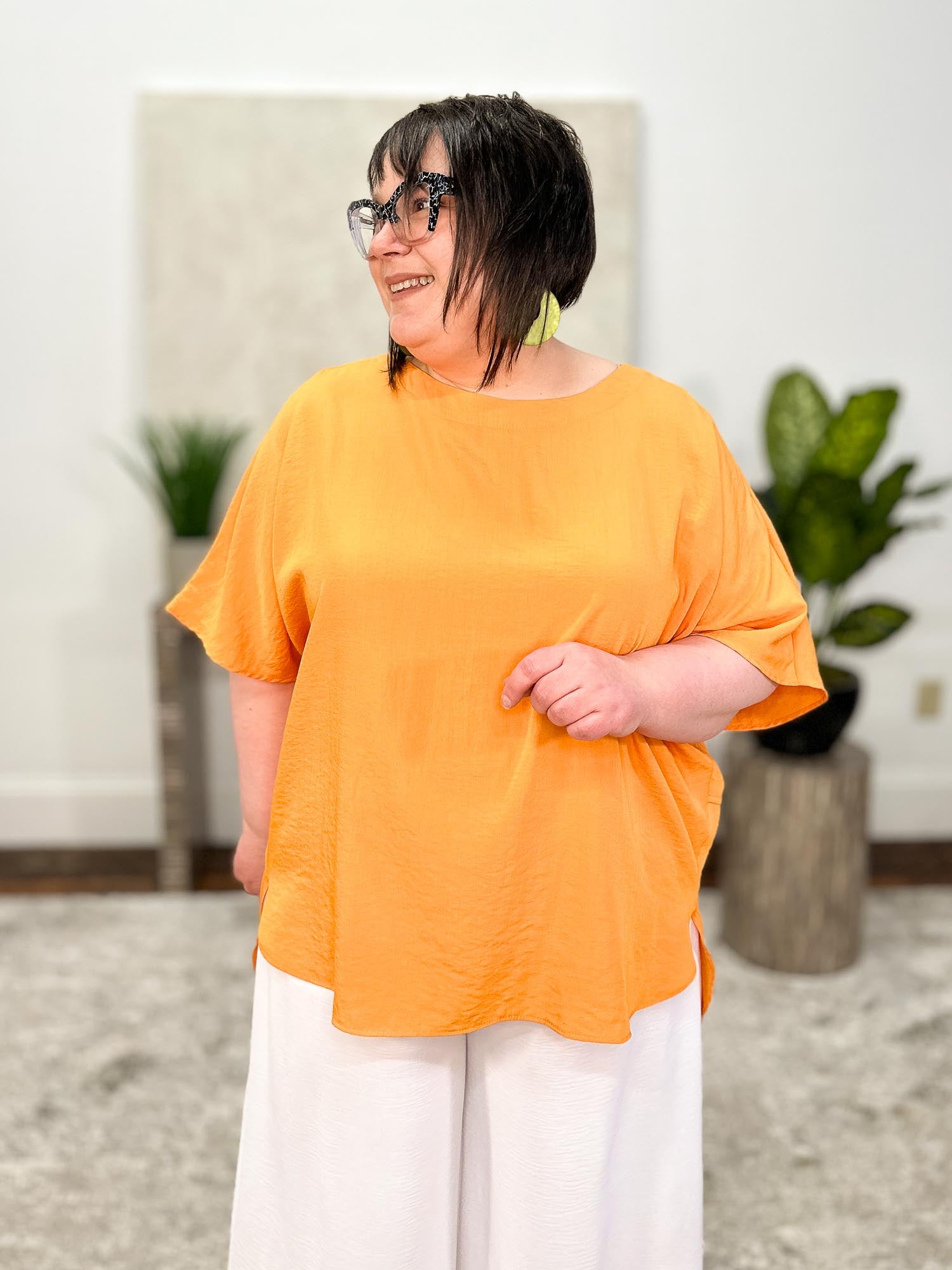 Mat Hi Lo Shirt Tail Oversized Top, Orange - Statement Boutique