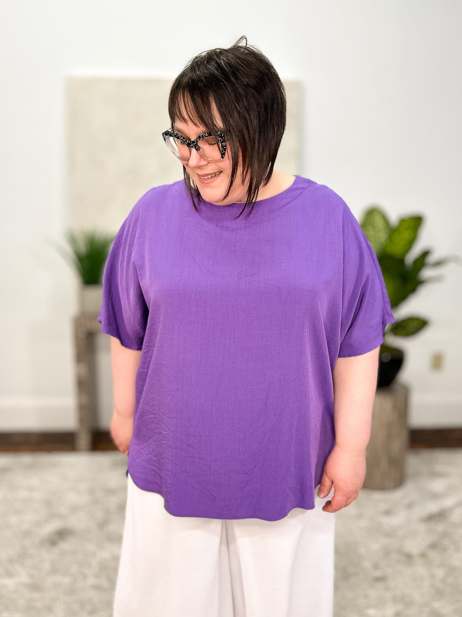 Mat Hi Lo Shirt Tail Oversized Top, Purple - Statement Boutique