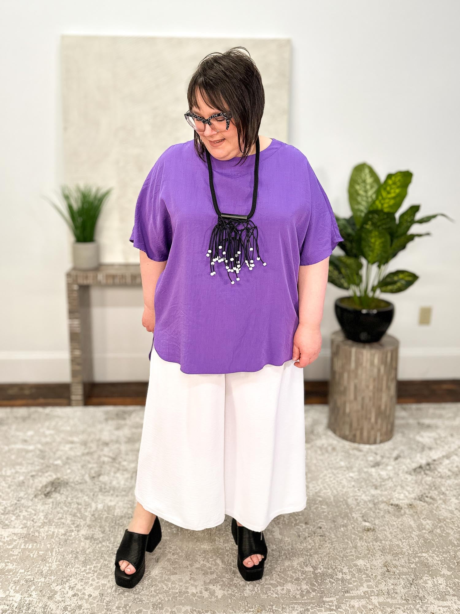 Mat Hi Lo Shirt Tail Oversized Top, Purple - Statement Boutique