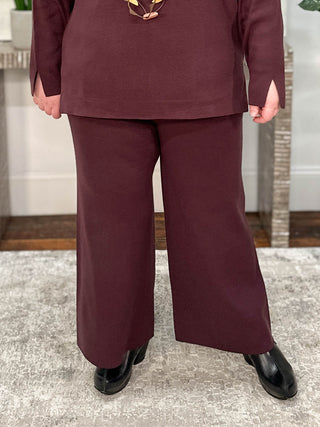 Mat Sweater Knit Crop Pant, Plum - Statement Boutique