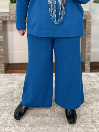 Mat Sweater Knit Crop Pant, Turquoise - Statement Boutique