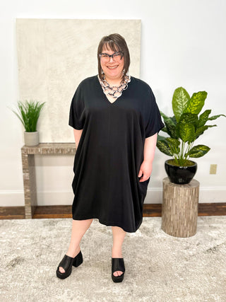 Mat V-Neck Relax Dress, Black - Statement Boutique