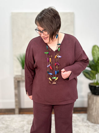 Mat V-Neck Sweater, Plum - Statement Boutique