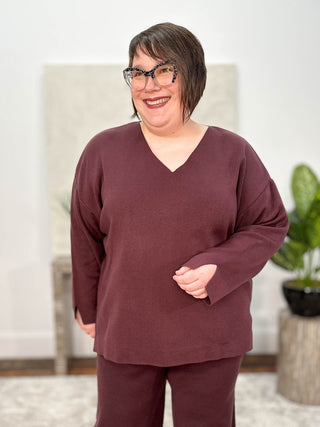 Mat V-Neck Sweater, Plum - Statement Boutique