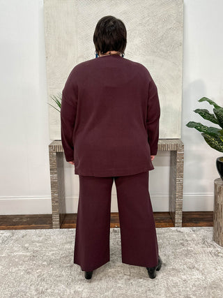 Mat Sweater Knit Crop Pant, Plum - Statement Boutique