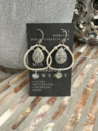 Silver with Stone & Labradorite Drops Earrings