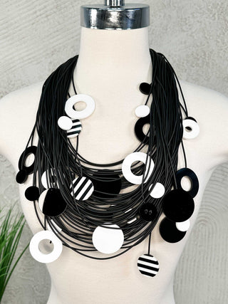 Michaela Malin Auritzky Necklace, Black/White - Statement Boutique