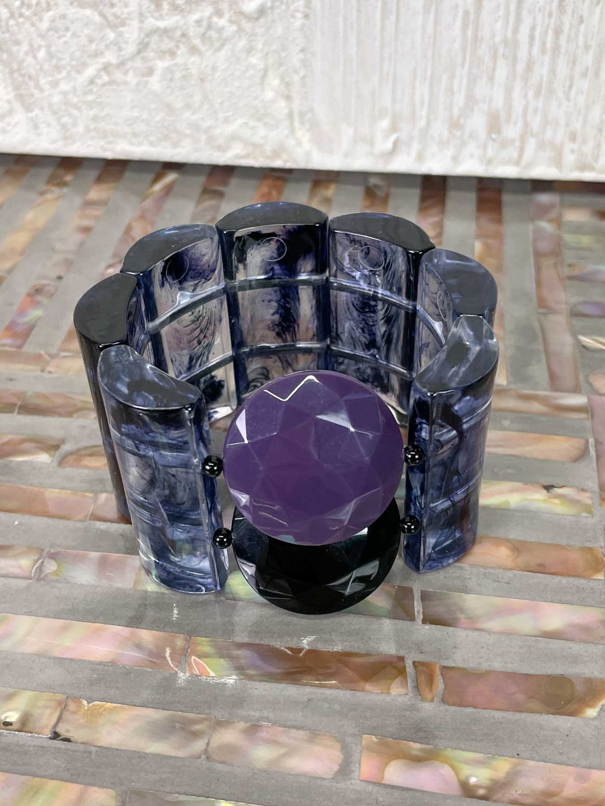 Michaela Malin Coca Transparent Black Bracelet, Black &amp; Purple - Statement Boutique