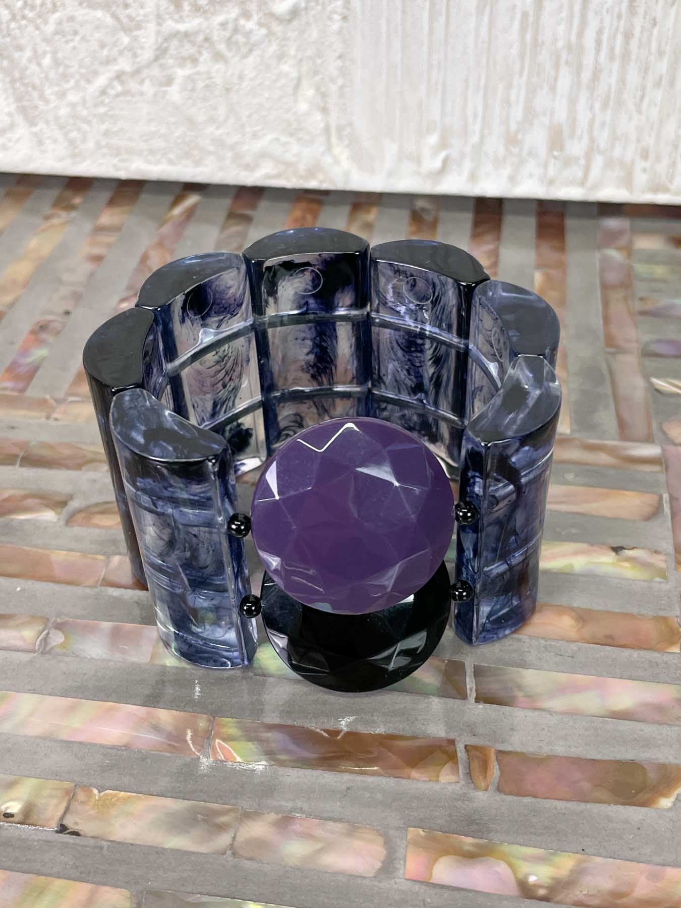 Michaela Malin Coca Transparent Black Bracelet, Black & Purple - Statement Boutique