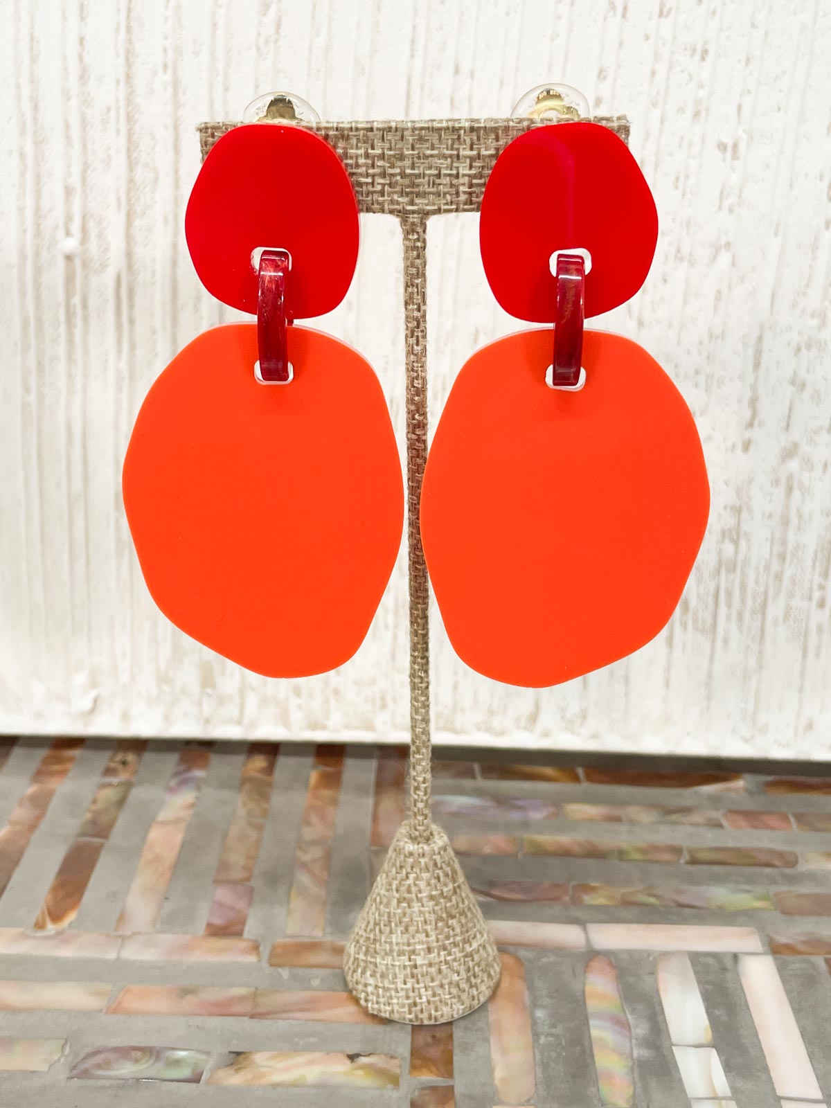 Michaela Malin Jane Earrings, Orange/Red - Statement Boutique
