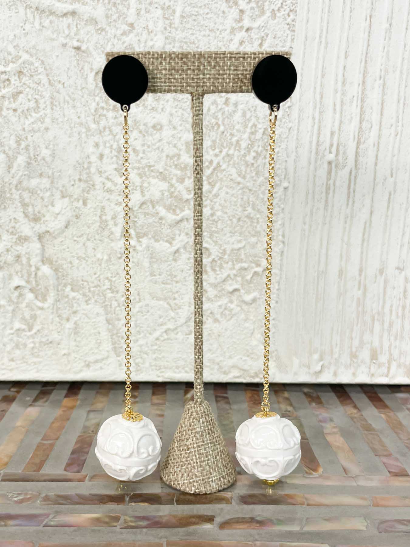 Michaela Malin Nana Sweenie Pierced Earrings, White - Statement Boutique