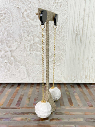 Michaela Malin Nana Sweenie Pierced Earrings, White - Statement Boutique