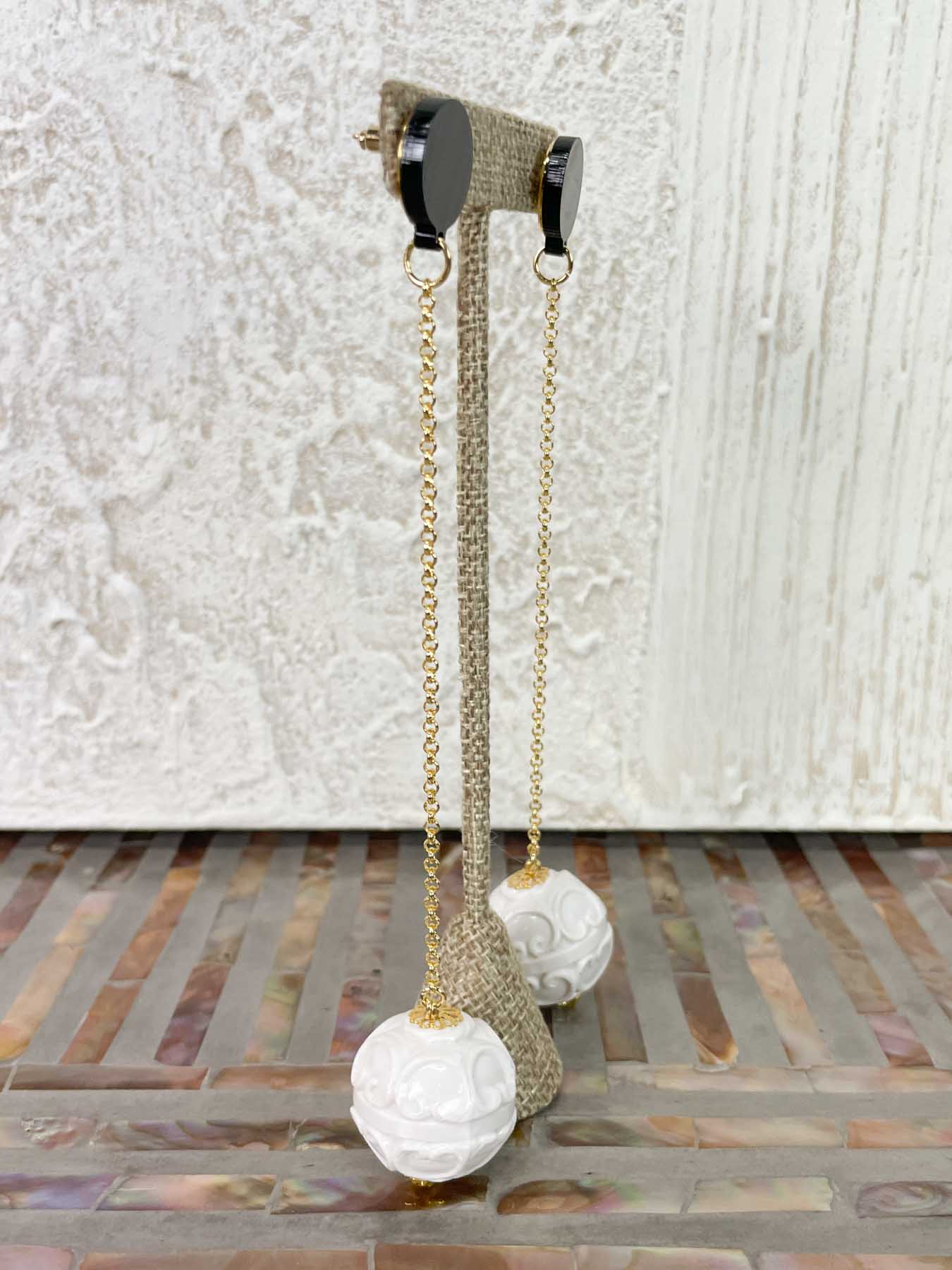 Michaela Malin Nana Sweenie Pierced Earrings, White - Statement Boutique