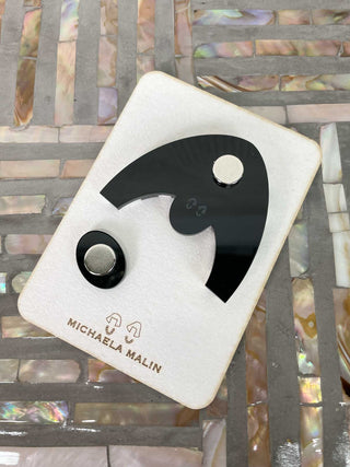 Michaela Malin Swimmer Magnet Brooch, Black/White Stripes & Gold - Statement Boutique