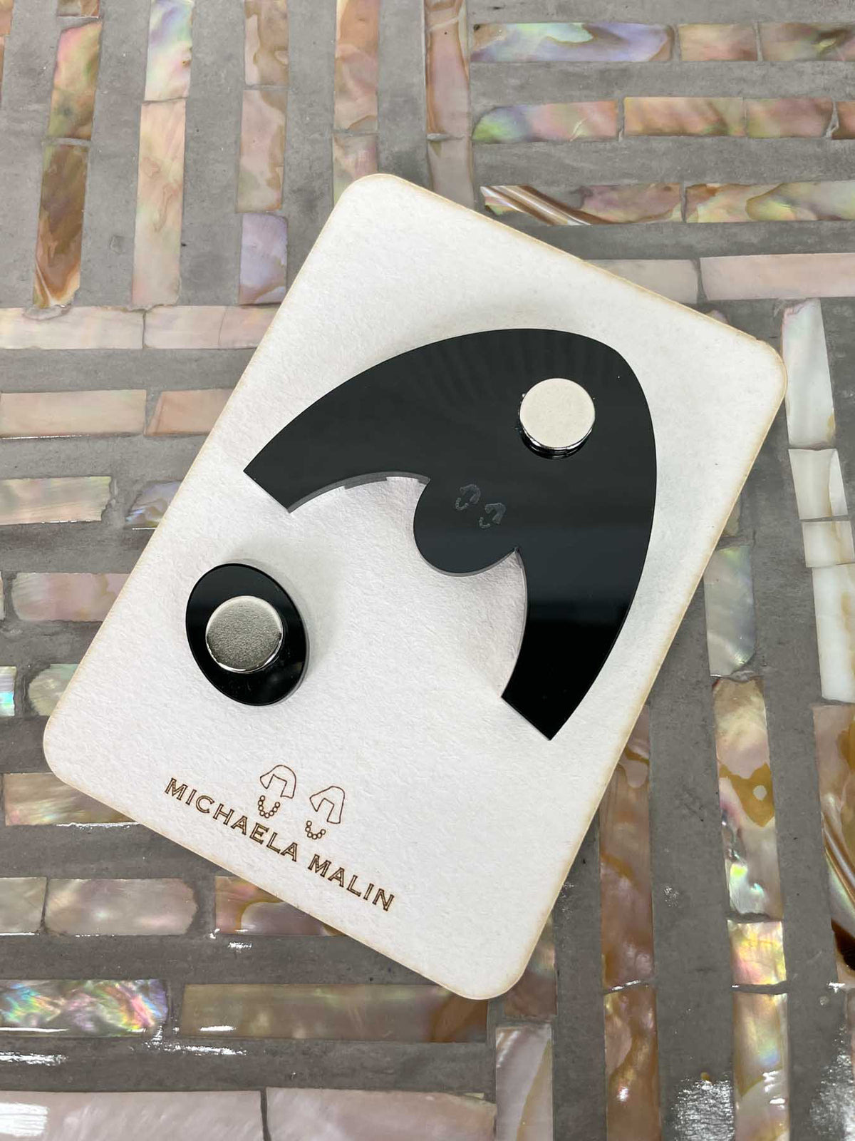 Michaela Malin Swimmer Magnet Brooch, Black/White Stripes &amp; Gold - Statement Boutique