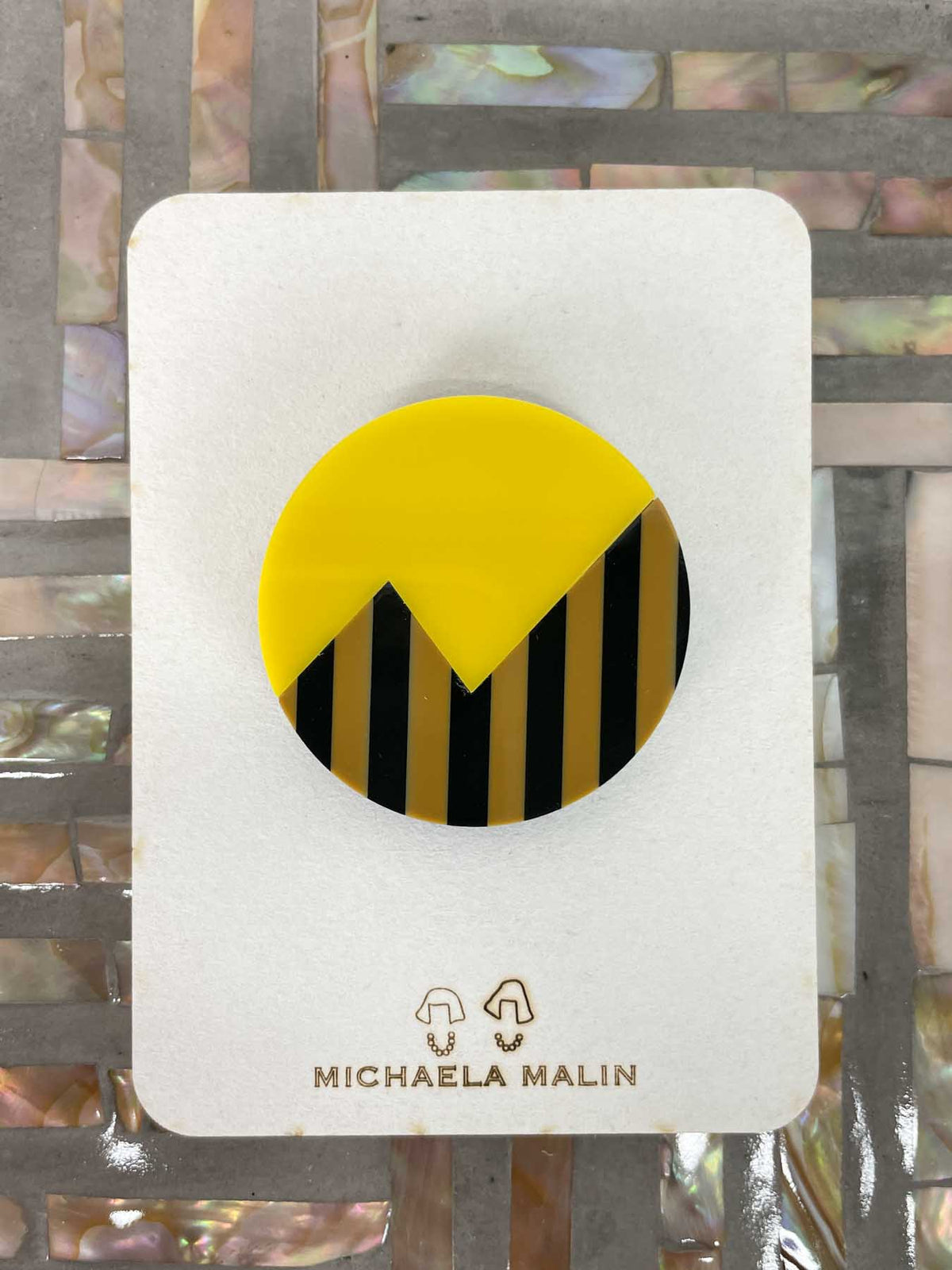 Michaela Malin Thunder Magnet Brooch, Yellow &amp; Black/Brown Stripes - Statement Boutique