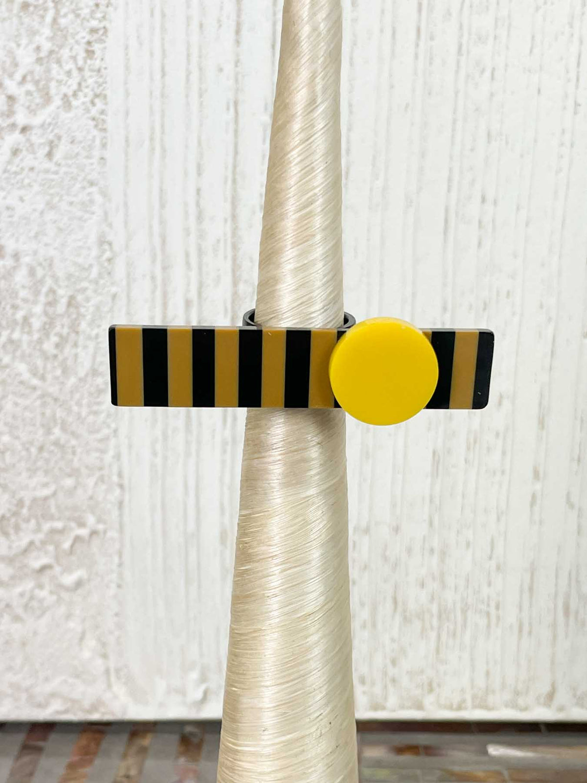 Michaela Malin Zebra Ring, Black/Brown Stripes &amp; Yellow - Statement Boutique