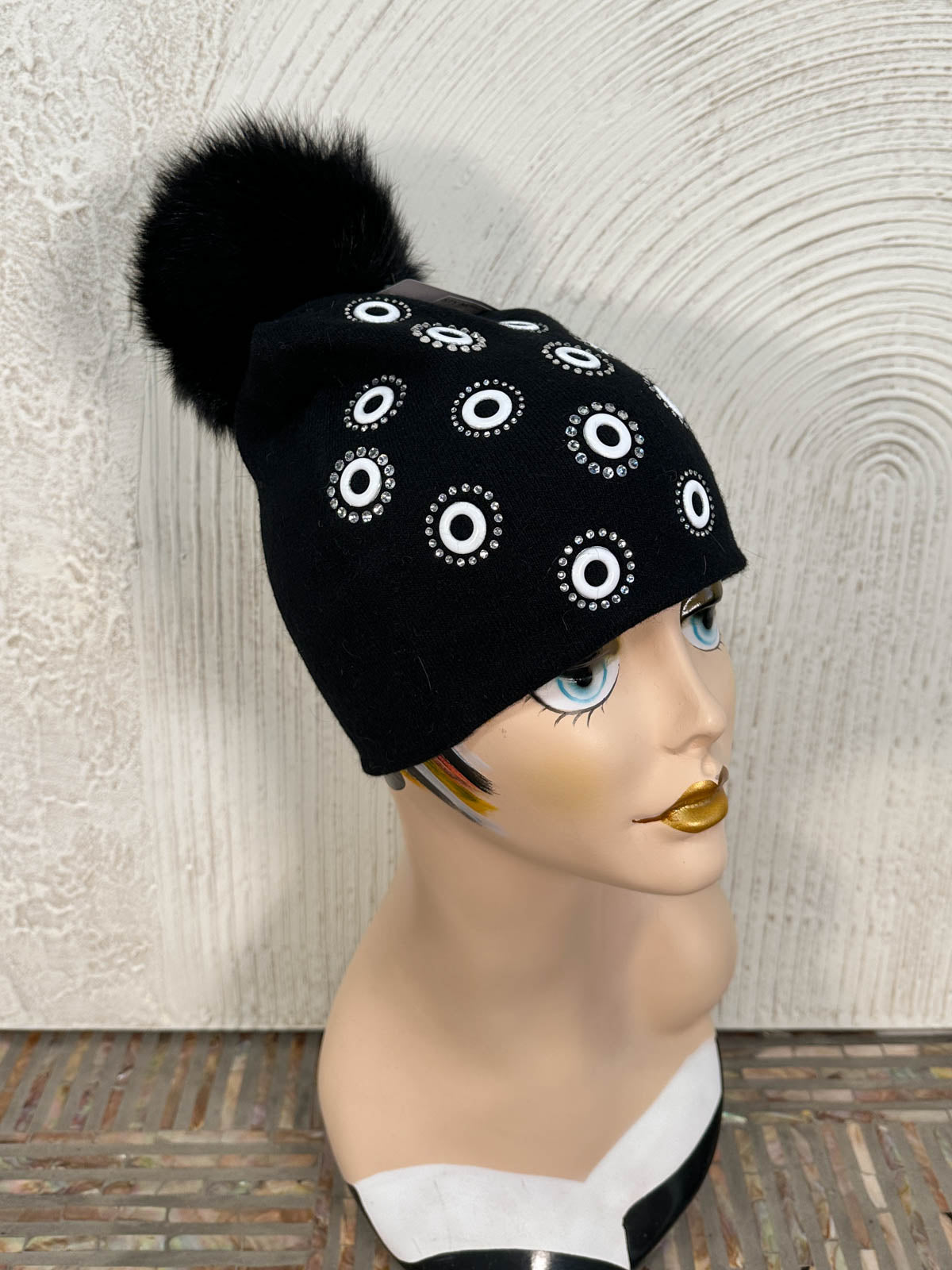 Crystal Beanie Hat with Pom Pom Mitchie main image 4