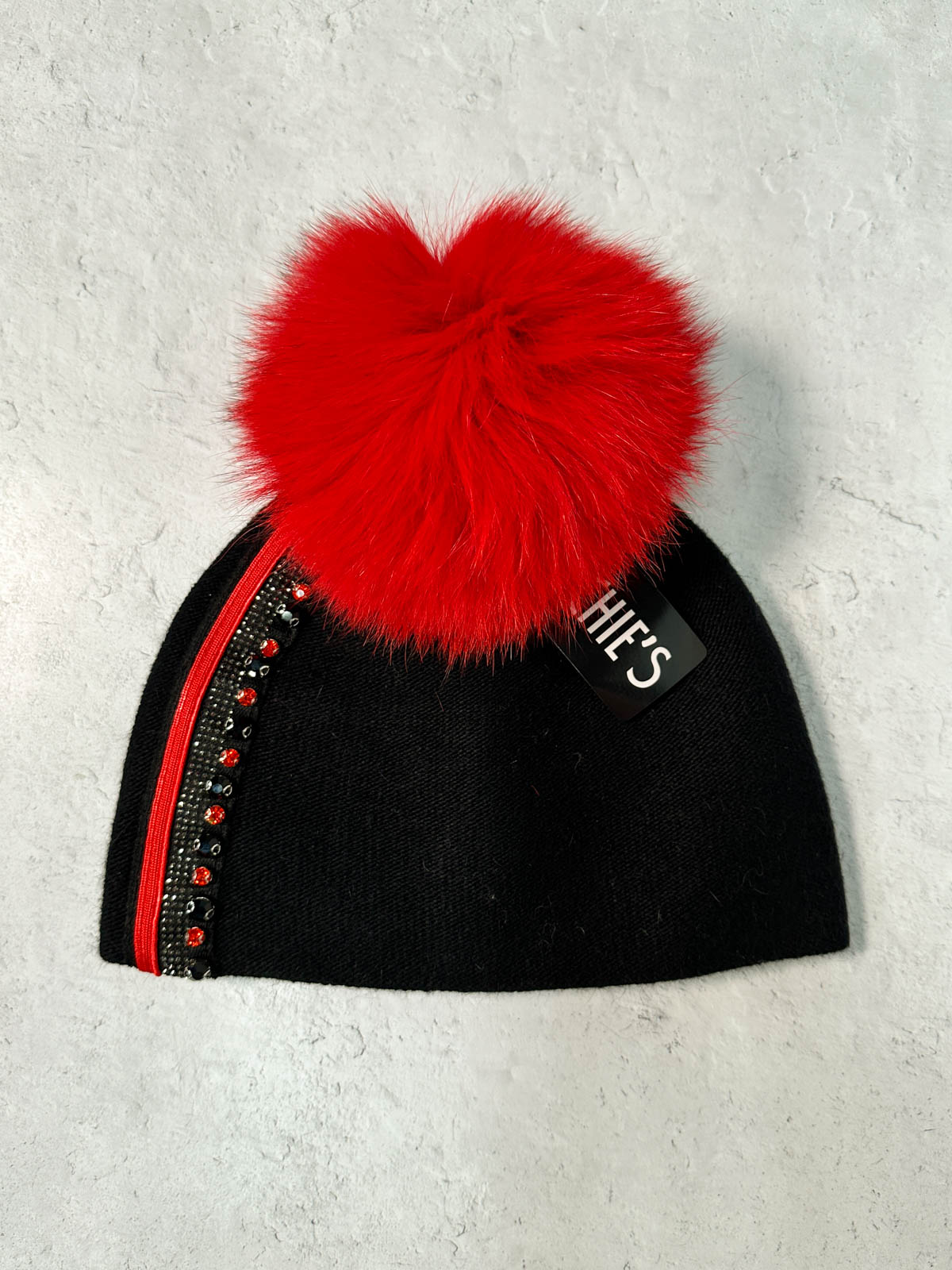 Mitchie\'s Gameday Pom Pom Hat Beanie in Red Mitchie main image 2