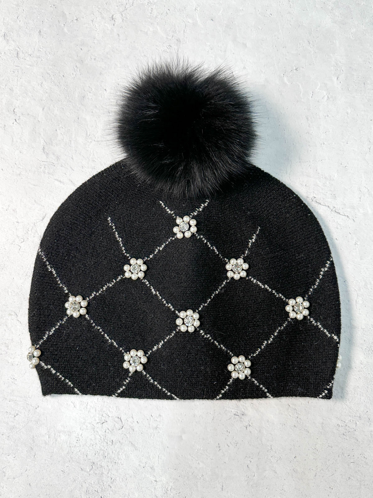 Chic Sequin-Embellished Knit Black Beanie with Pom-Pom Gold Black Pom Pom Sequin Thick Warm Hat – Cozy Warmth With  main image 3