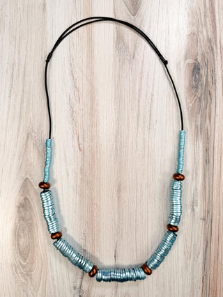 Monica Krexa Acapulco Necklace, Aqua/Copper Brown - Statement Boutique