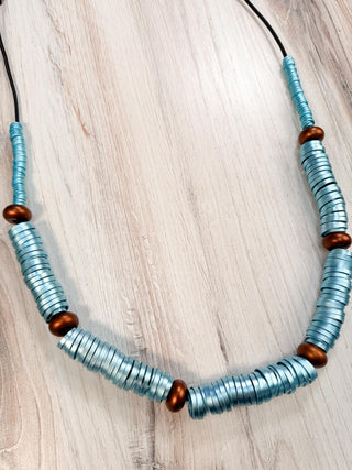 Monica Krexa Acapulco Necklace, Aqua/Copper Brown - Statement Boutique