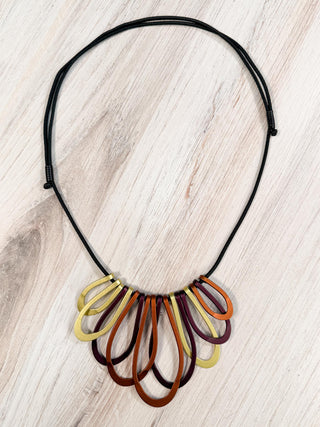 Monica Krexa Barcelona Necklace, Copper Brown/Dark Purple/Pistachio Combo - Statement Boutique