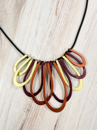 Monica Krexa Barcelona Necklace, Copper Brown/Dark Purple/Pistachio Combo - Statement Boutique