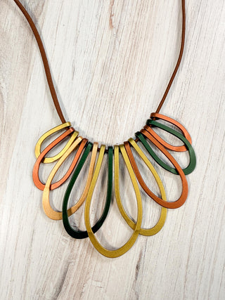 Monica Krexa Barcelona Necklace, Green/Pistachio/Copper Brown Combo - Statement Boutique