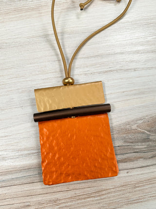 Monica Krexa Berlin Pendant Necklace, Orange/Brown/Gold - Statement Boutique