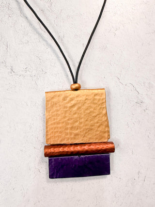 Berlin Pendant Necklace, Light Copper/Copper/Dark Purple