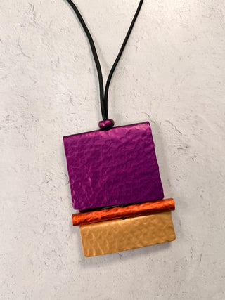 Berlin Pendant Necklace, Purple/Orange/Light Copper