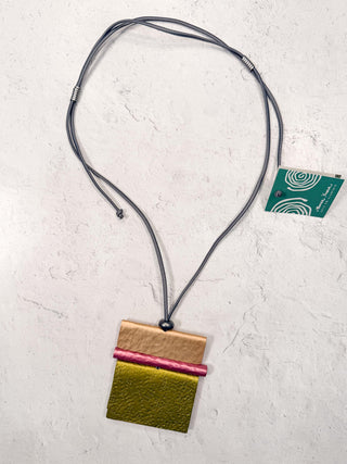 Berlin Pendant Necklace, Soft Gold/Pink/Olive