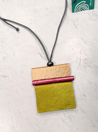 Berlin Pendant Necklace, Soft Gold/Pink/Olive
