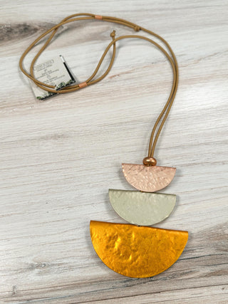 Monica Krexa Chicago Pendant Necklace, Orange/Neutrals - Statement Boutique