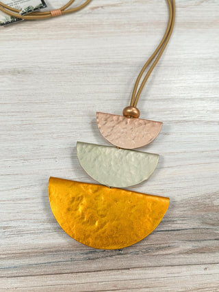 Monica Krexa Chicago Pendant Necklace, Orange/Neutrals - Statement Boutique
