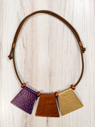 Monica Krexa Dublin Necklace, Copper Brown/Purple/Gold - Statement Boutique