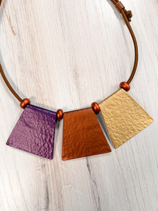 Monica Krexa Dublin Necklace, Copper Brown/Purple/Gold - Statement Boutique