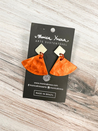 Monica Krexa Fan Post Drop Earrings, Champagne Gold/Orange - Statement Boutique