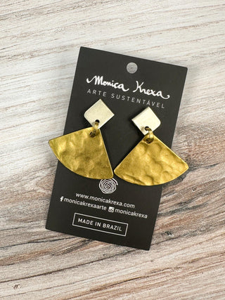 Monica Krexa Fan Post Drop Earrings, Gold Combo - Statement Boutique
