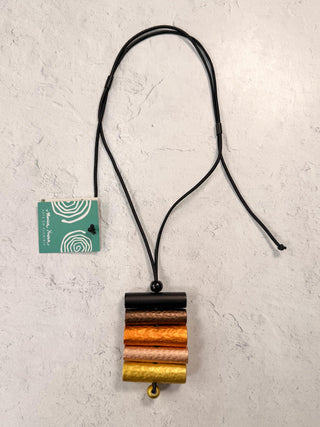 Florence Pendant Necklace, Black Brown Orange Combo