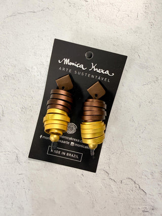 Montreal Post Drop Earrings, Brown/Pistachio