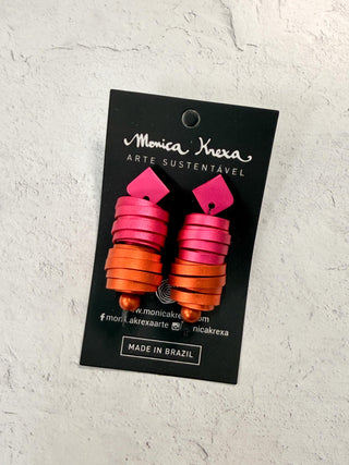 Montreal Post Drop Earrings, Fuchsia/Orange