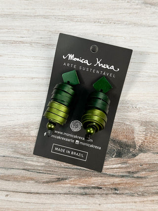 Monica Krexa Montreal Post Drop Earrings, Green Combo - Statement Boutique