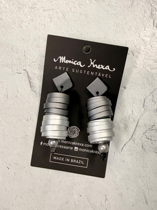 Montreal Post Drop Earrings, Gunmetal/Silver